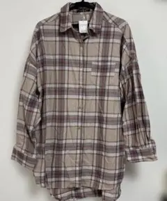 no.1742新品INGNI ベージュ系チェック オーバーサイズ長袖シャツ