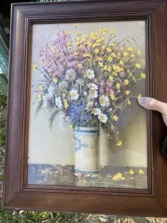 大型油彩画 花モチーフ 海外作家風 装飾額縁付き77×58cm - メルカリ