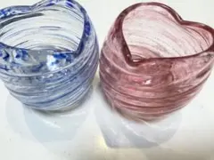 ハート型ガラスカップ 青とピンク 2個セット