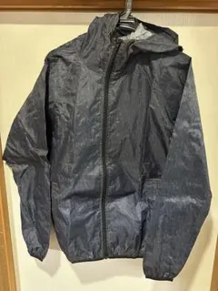 ダークデニム柄ナイロンジャケット フード付き