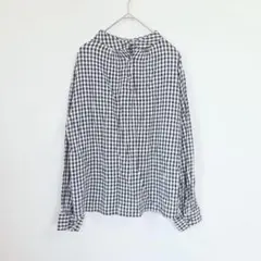ギンガムチェック 長袖 シャツ ブラウス モノトーン カジュアル フリー
