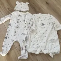 新生児　ロンパース　カバーオール　洋服　プーさん　ホワイト　長袖