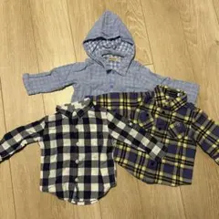 MIKI HOUSE フード付きシャツ チェックシャツ 80・90cm ベビー服