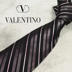 ★VALENTINO ヴァレンチノ★ ネクタイ ストライプ柄 グレー系 シルク