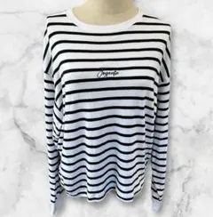 アメリカンホリック ストライプ長袖ロゴ　綿100% Tシャツ M