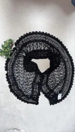 黒 レース フリル付き ショール