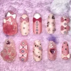 現品♡ネイルチップ 量産型 ガーリー ちゅるん