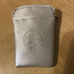 スターバックス2025ホリデー／カラビナ付きミニポーチ シャンパンゴールド