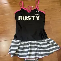 RUSTY ワンピース水着 ブラック ボーダー柄