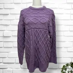 【ダブルクローゼット】3Gケーブル編みパッチワークプルオーバー　トップスF長袖