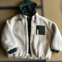 ZARA ボア・キルティング　ジャケット Lサイズ クリーム・グリーン
