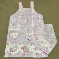 簡単ゴムの着用★サンリオ★ボンボンリボン120サイズ子供用エプロン 三角巾セット
