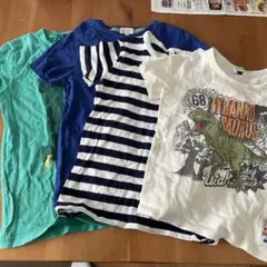 120センチ恐竜プリントとストライプTシャツ4枚セット