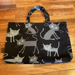 トートバッグ　レッスンバッグ　絵本袋　ハンドメイド　猫