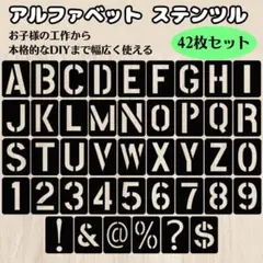 アルファベット　数字　ステンツル　42枚セット　工作　DIY　ハンドメイド