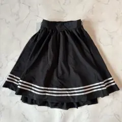 axes femme アクシーズファム 黒 3本ライン入り フレア スカート F