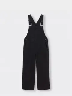 デニムサロペットストレートパンツ〔ブラック〕