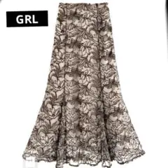 [GRL] 花柄刺繍シアーマーメイドスカート　S ブラウン　韓国　バレエコアのサムネイル