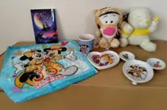 ①ティガープーさんぬいぐるみ②アリスミッキー皿③タオル④アラジン本⑤カップ