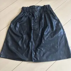ミニスカート　キッズ150cm ブラック　レザー風