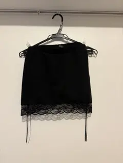 MUSINSA DEARSTALKER レーストリム ミニスカート ブラックのサムネイル