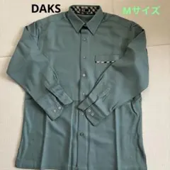 DAKS GOLF長袖シャツ M グリーン チェック柄