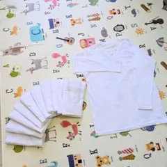 ホワイト 長袖 Tシャツ ロゴ刺繍