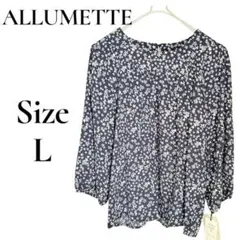 ☆新品未使用☆ ALLUMETTE シャツ L 星柄 ネイビー 五分袖