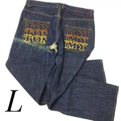 【TOMMY】 トミーメンズストレートデニムパンツ【 L】ロゴ刺繍