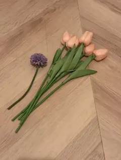 造花 チューリップ 6本 パープル花 1本 セット