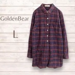 GoldenBear 長袖シャツ　綿100% コーデュロイ　チェック　赤　秋