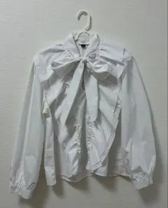 新品 ハグオーワー リネンフリルリボンブラウス ダスティピンク 