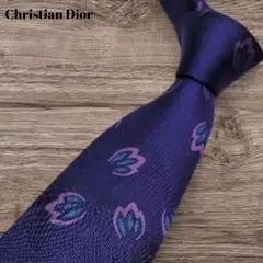 美品 Christian Dior 総柄 シルク ネクタイ 紫 パープル系