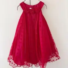 ボニージーン 水玉 ノースリーブ ドレス ドット 赤 発表会 結婚式 子供服のサムネイル