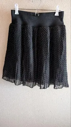 ドット柄プリーツスカート ブラック