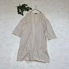 7797✾シップス✾ロングカーディガン/綿100/ボタンレス/七分袖/ベージュ系のサムネイル