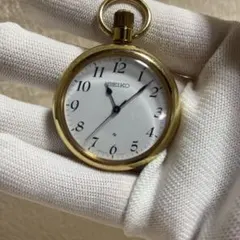 極上品】SEIKO セイコー スモールセコンド クォーツ 懐中時計 ゴールド 