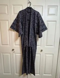 ◇高級しじら織浴衣 絣縞ネイビー◇先染めゆかた◇着物着用可☆新品未