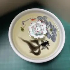 金魚と蓮の花の陶器製線香立て