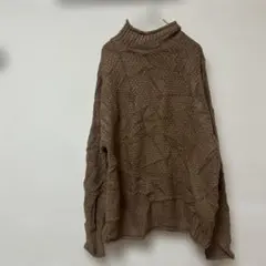 FASHION ブラウン タートルネックニット Lサイズ