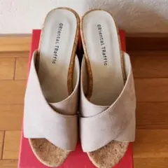 Oriental Traffic　クロスストラップサンダル　ベージュ　Sサイズ