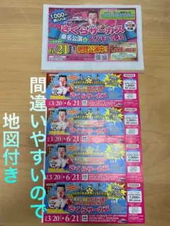 さくらサーカス桑名公演2026年特別招待席券4枚チラシ1枚、駐車場まで地図付けまのサムネイル