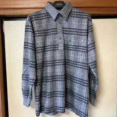 グレー チェック柄 ポロシャツ 長袖