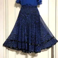 イチオク　青　ヒョウ柄　スカート 社交ダンス　スタンダード　ラテン　匿名配送