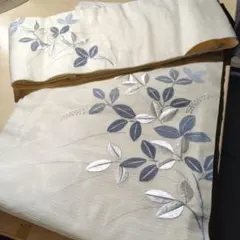 アイボリー 葉の刺繍 名古屋帯