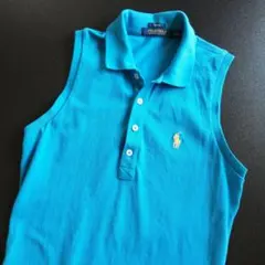 値下げ　ポロ ラルフ ローレン ノースリーブポロシャツ 青　M
