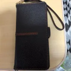 黒 手帳型ケース ストラップ付き