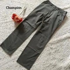 Champion ストレートパンツ カジュアル ロゴ入り 美品 カーキ メンズ