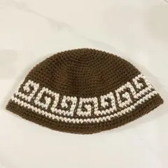 クラッシャーハット クロシェハット ニット帽 雷紋 ハンドメイド
