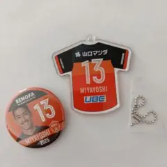 レノファ山口　2025　ユニホーム型アクリルキーホルダー　缶バッチ　宮吉選手